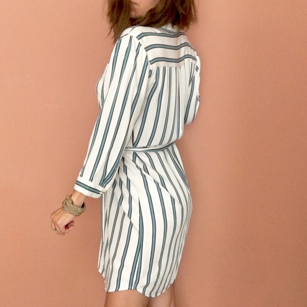 Ann Taylor Loft Long-Sleeve Striped Shirtdress 6